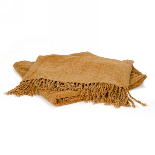 Mustard Gold Chenille Throw
