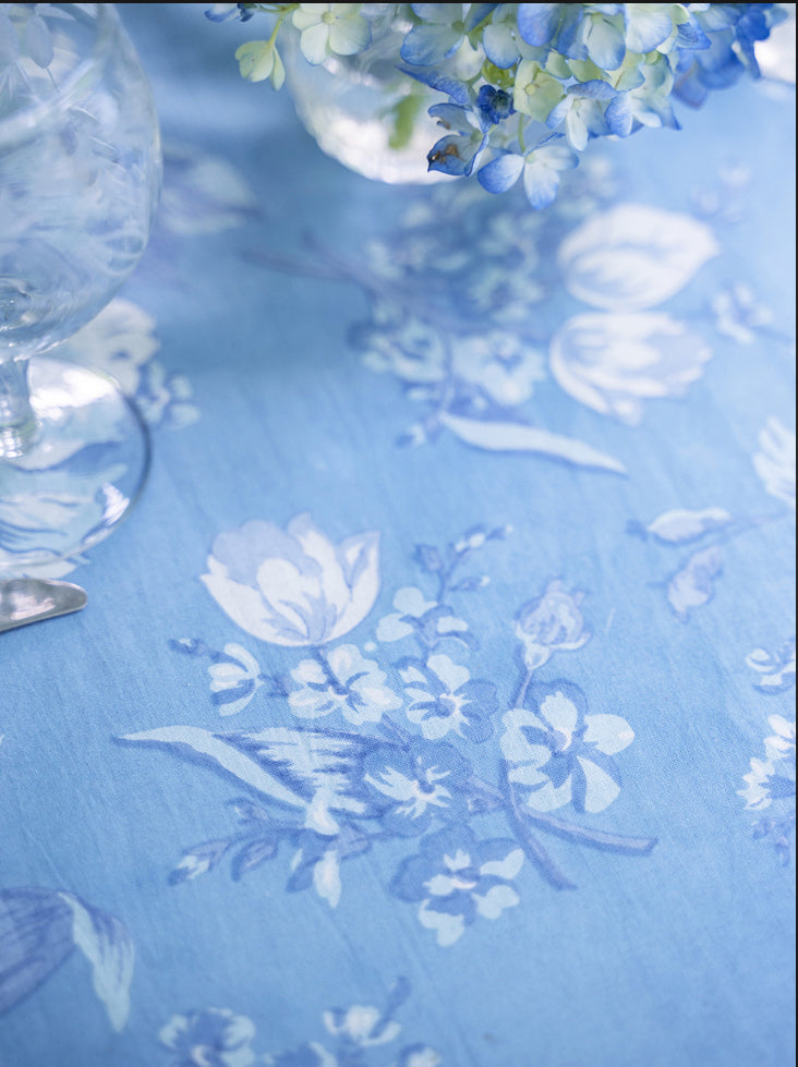 April Cornell Blanche Washed Blue 54” Square Tablecloth