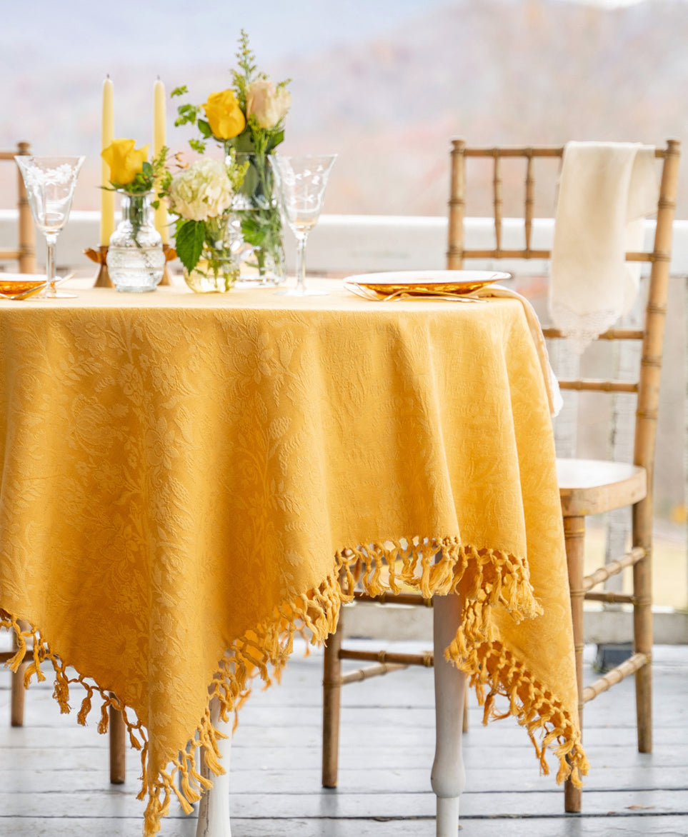 April Cornell Yellow Jaquard 60 x 90” Tablecloth