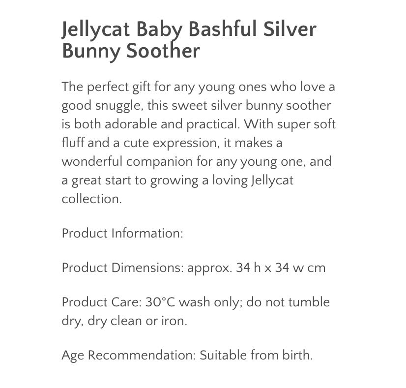 JellyCat Silver Bunny Soother