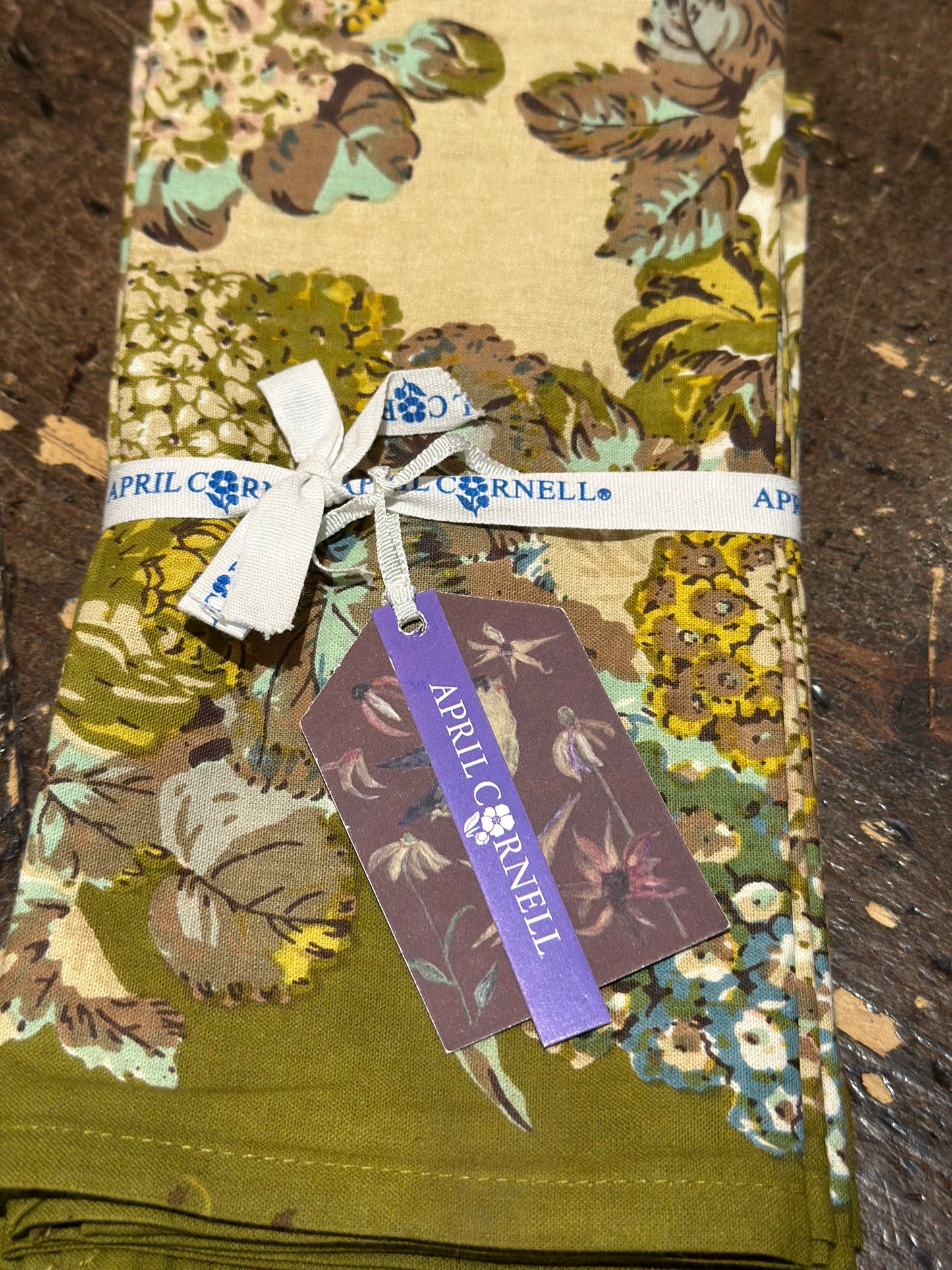 April Cornell Autumn Gathering Chartreuse set of 4 Napkins