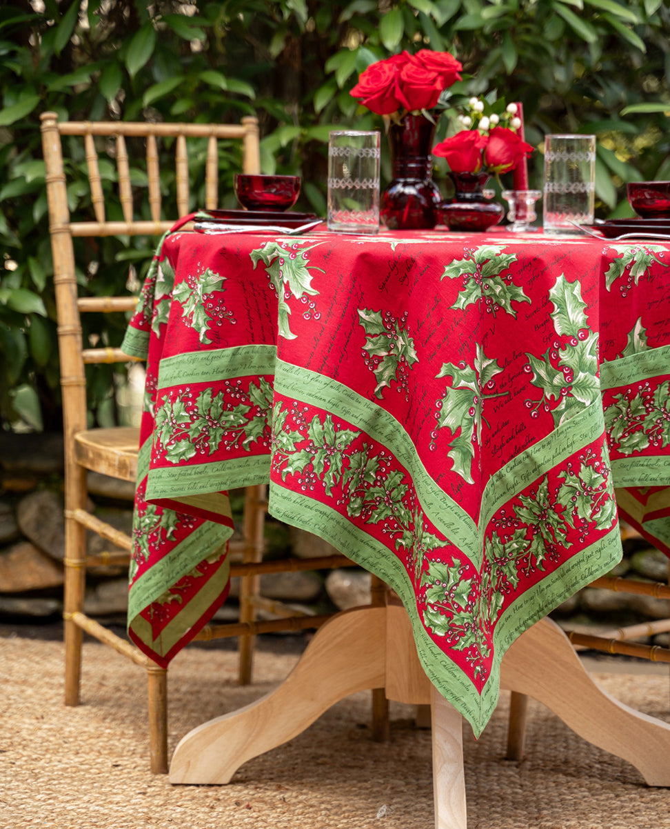 April Cornell • 36" Tablecloth | Holly Song – Red