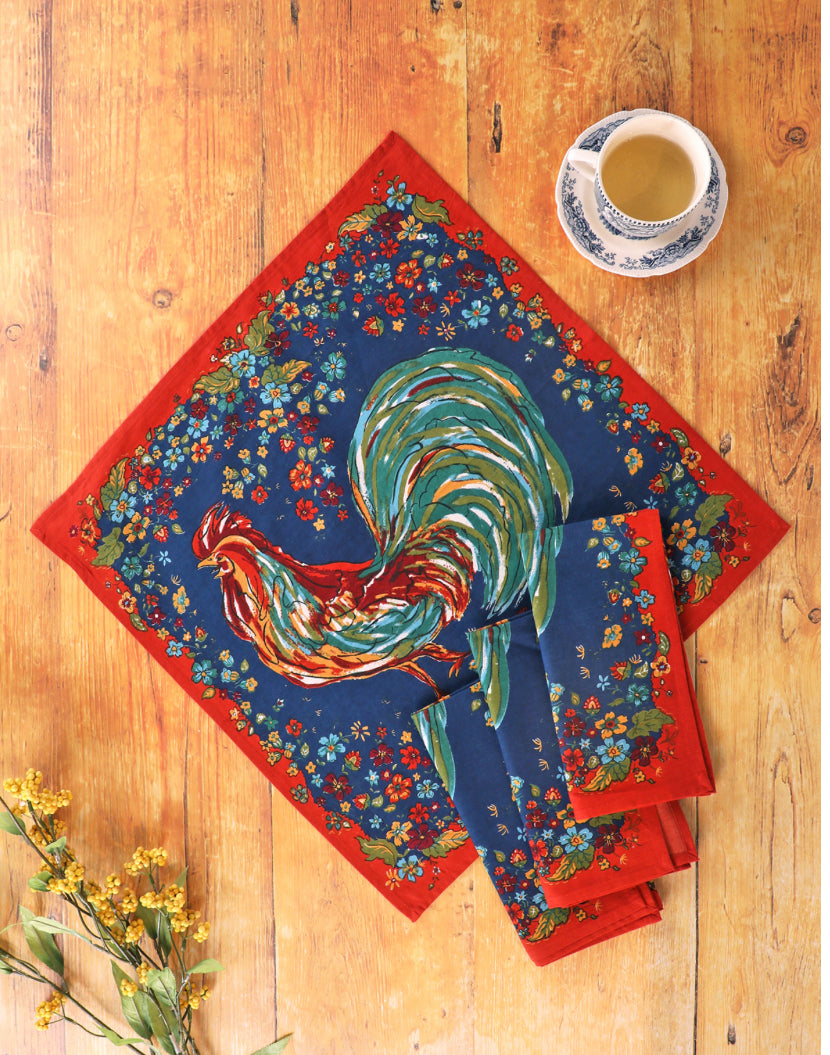 April Cornell • Napkins (Set of 4) | Rooster – Navy