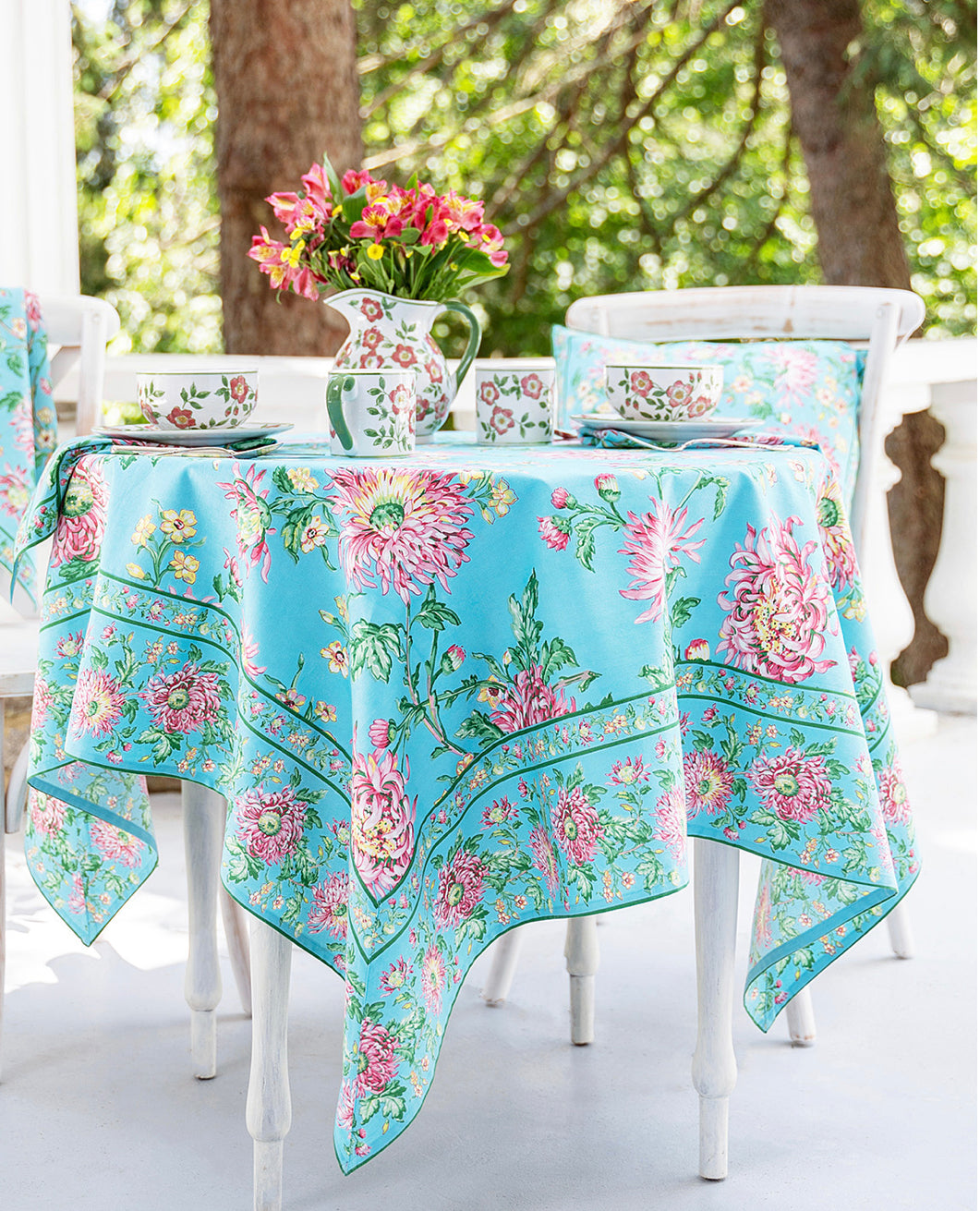 April Cornell • 36” Tablecloth | Chrissy – Aqua
