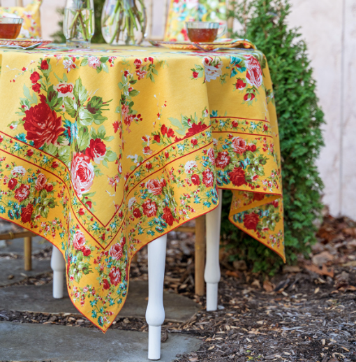 April Cornell • 36" Tablecloth | Cottage Rose – Gold