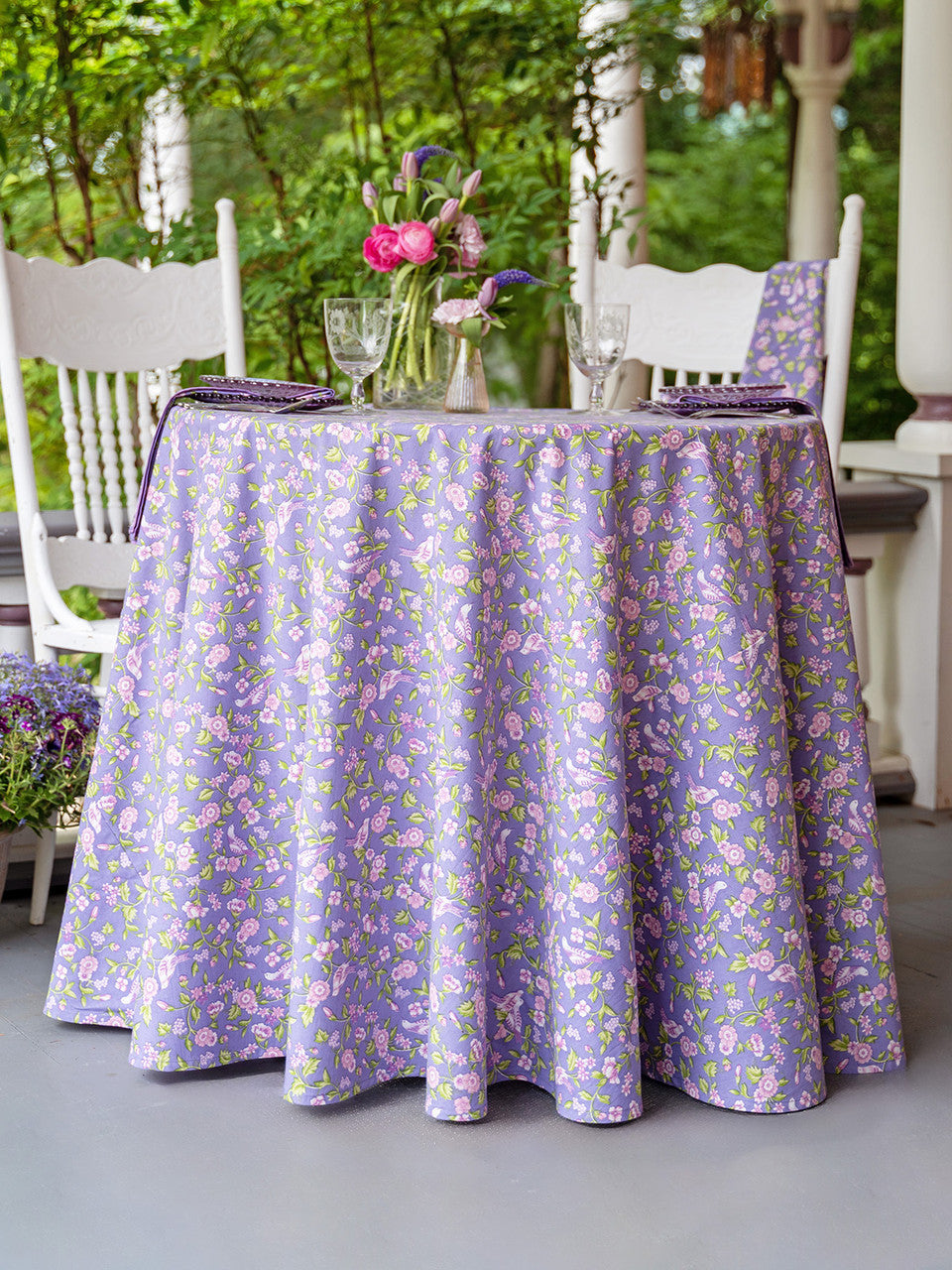 April Cornell • 70" Round Tablecloth | Darjeeling – Periwinkle