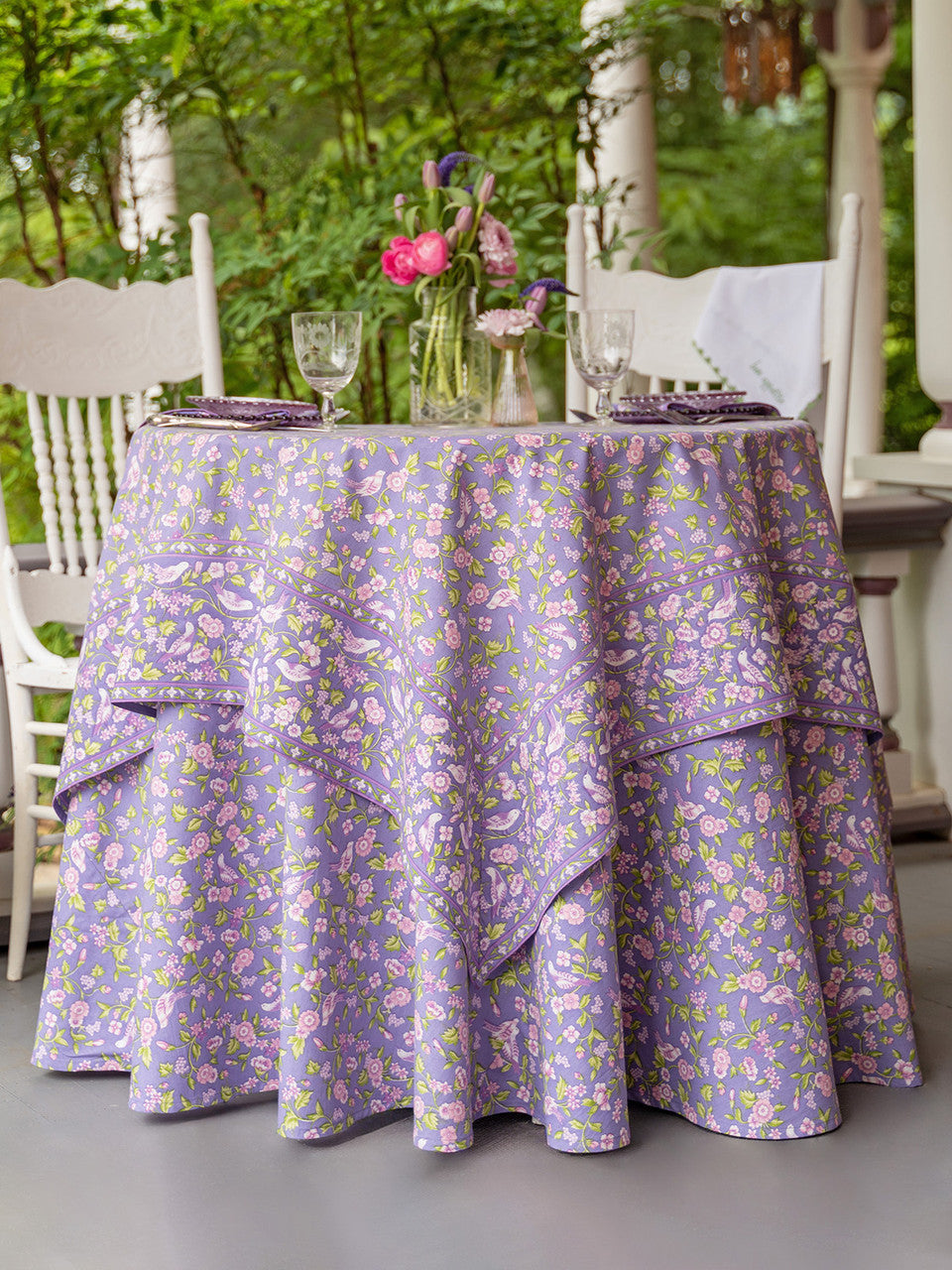 April Cornell • 70" Round Tablecloth | Darjeeling – Periwinkle