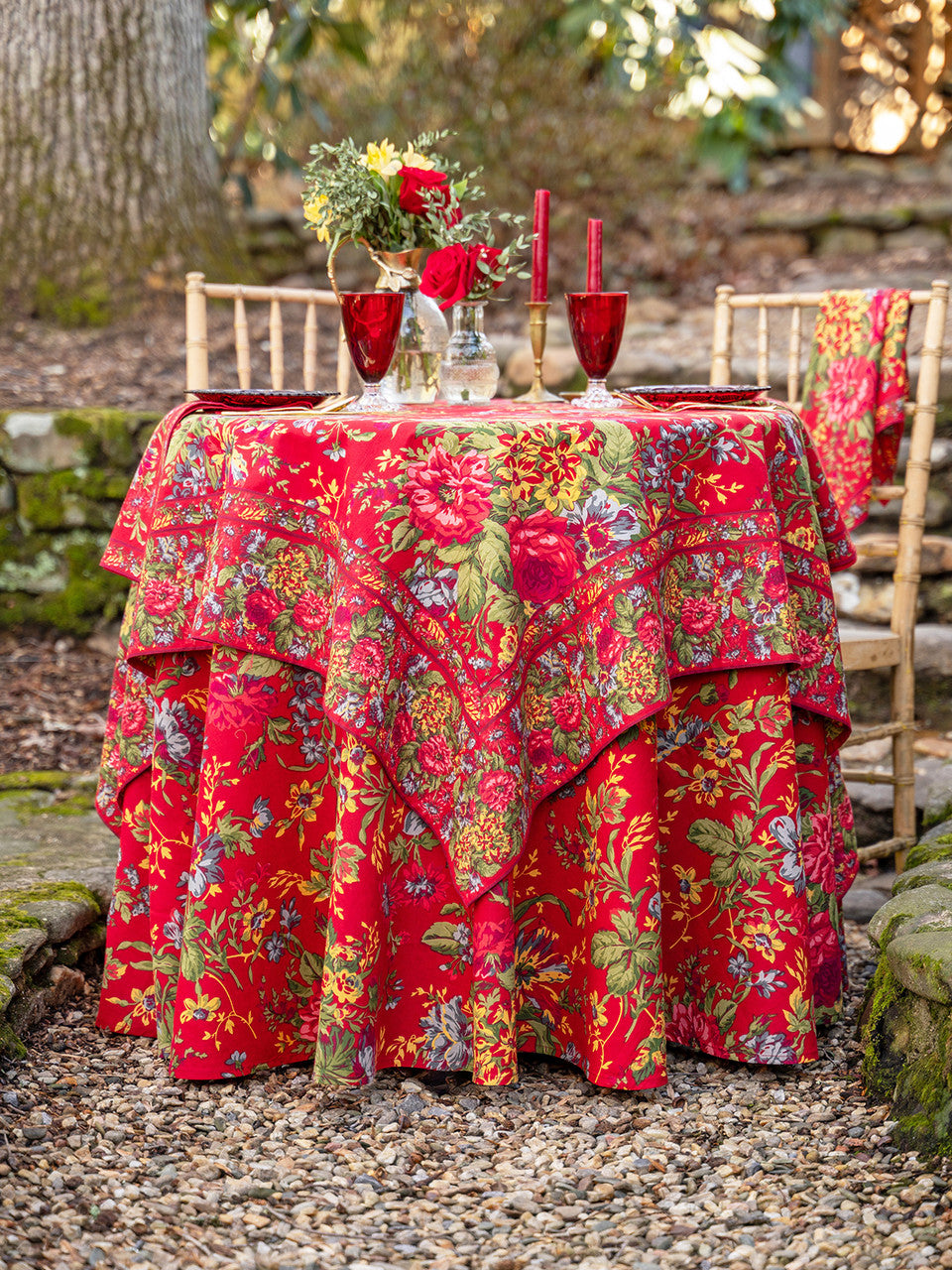 April Cornell • 72" x 120" Tablecloth | Eternal Rose – Red