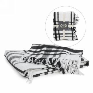 Black and White Fringed Throw