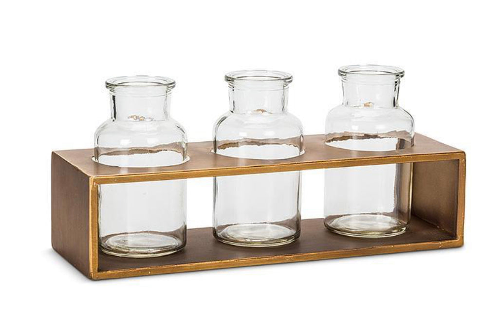 Triple Medium Vase in Rack