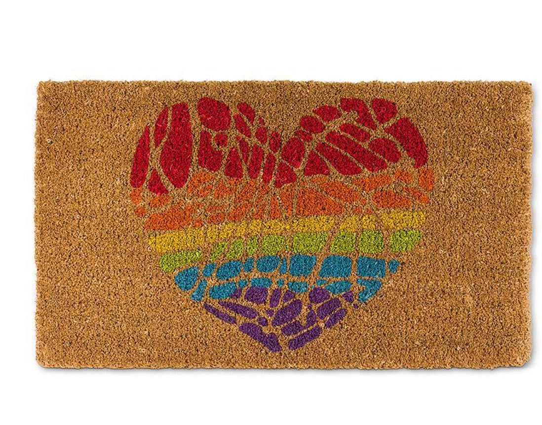 Rainbow Heart Door Mat