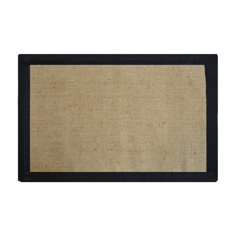 Rectangular natural carpet with black edge