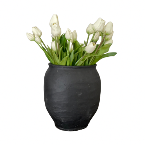 Brynxz Oval Industrial Black Vase Planter