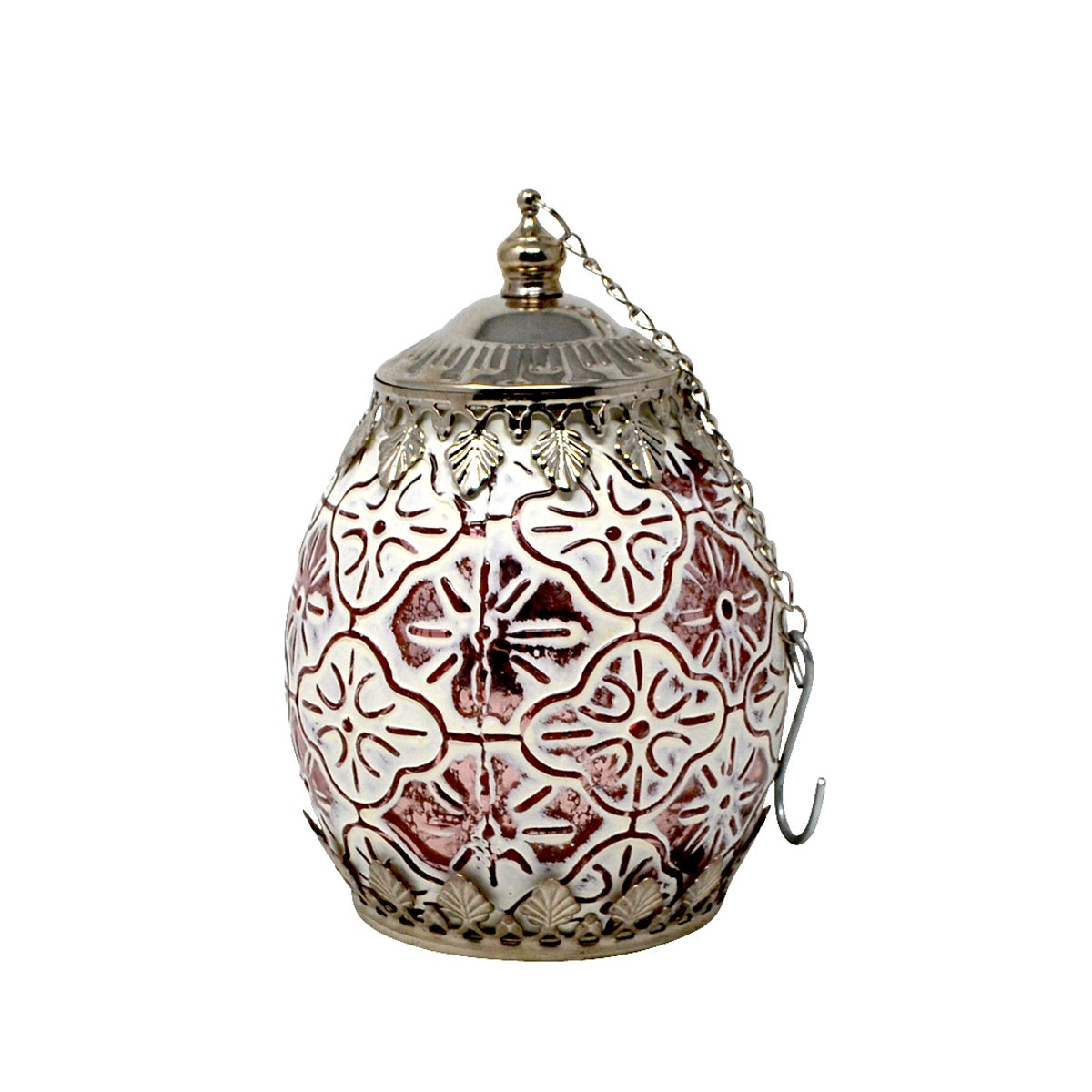 Pink Glass LED Lantern Small