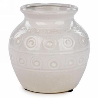 Ivory Ceramic Vase with Circle design