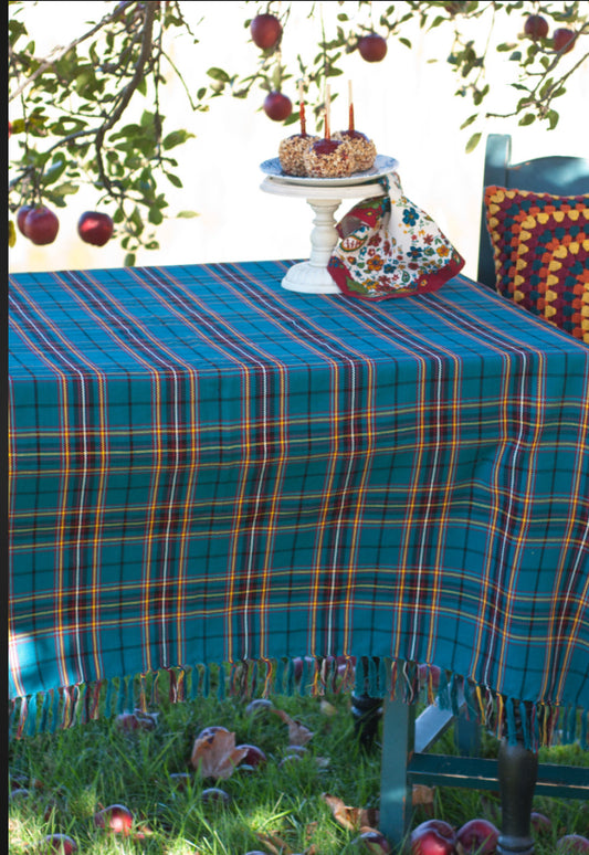 April Cornell Table Cloth Market Plaid - Teal