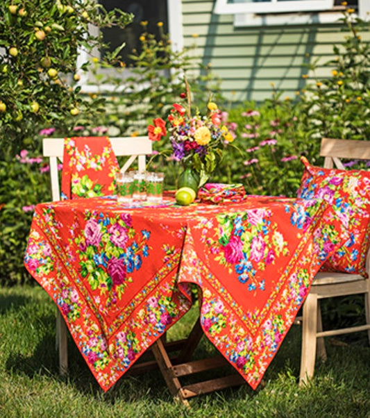 April Cornell Cottage Rose Orange 36” Tablecloth