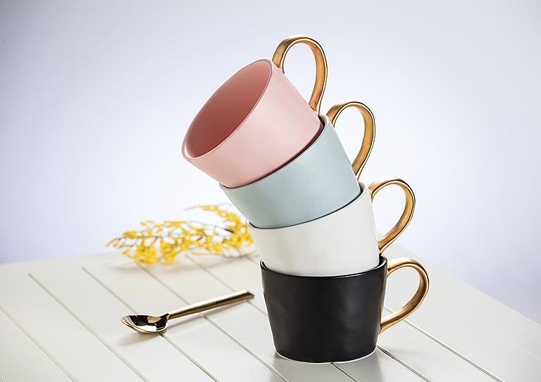 Abbott • Aqua Matte Cup with Gold Handle