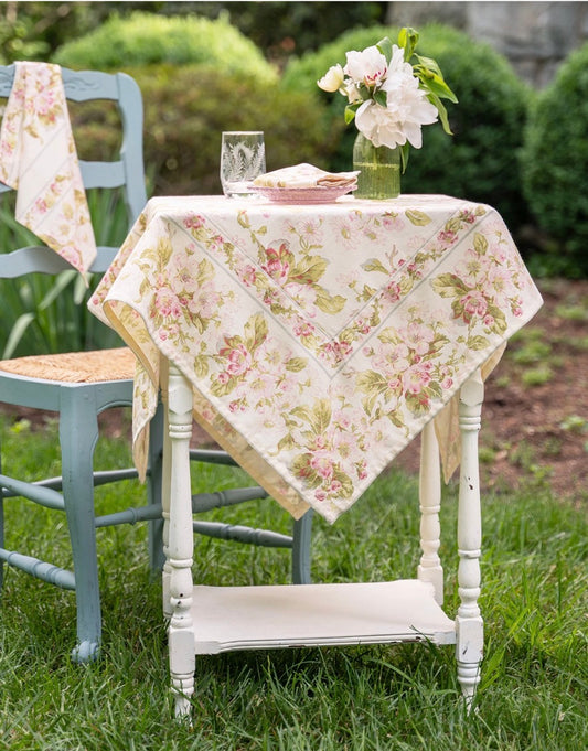 April Cornell Apple Blossom Ecru 36” square tablecloth