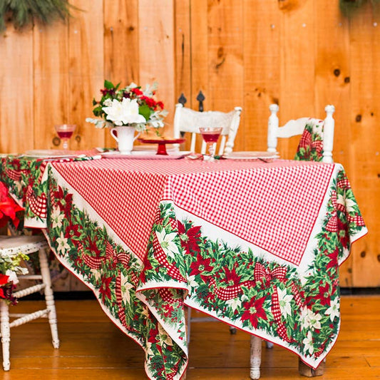 April Cornell Table Cloth - Christmas Cottage Red