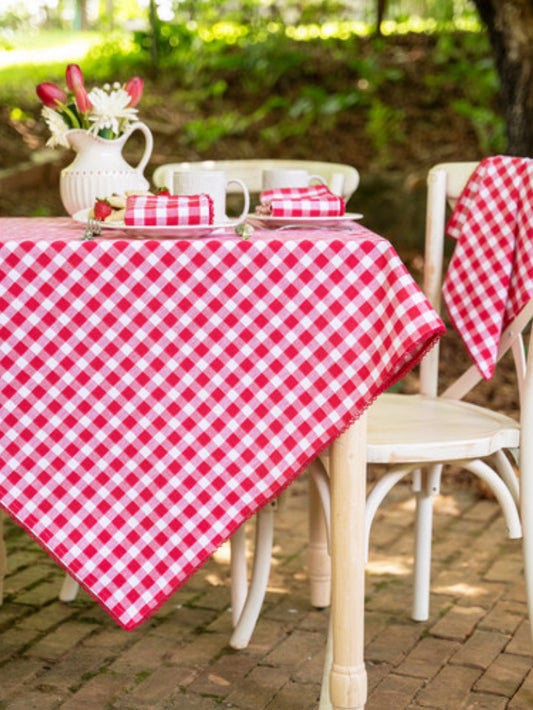 April Cornell Picnic Check Red 54” square Tablecloth