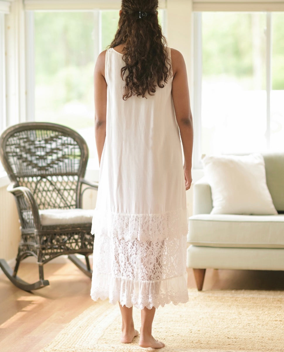 April Cornell Camille White Slip Nightie
