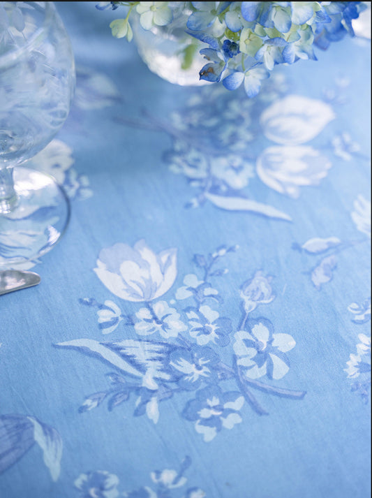 April Cornell Blanche Washed Blue 54” Square Tablecloth