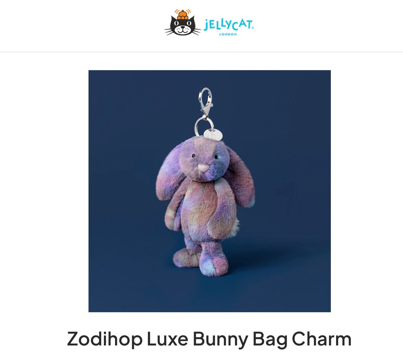 JellyCat Zodihop Luxe Bunny Bag Charm