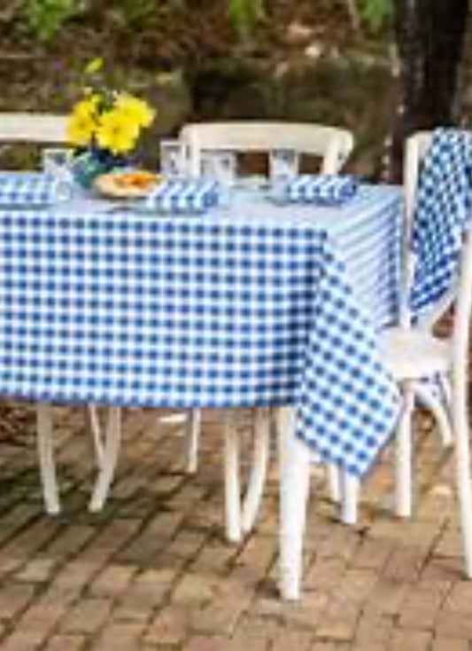 April Cornell Picnic Check 54” Blue square Tablecloth