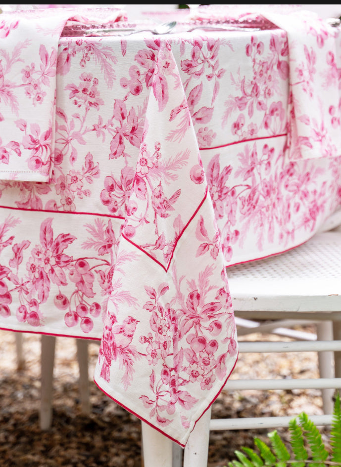 April Cornell Cherry Blossom Red Tablecloth 54” square