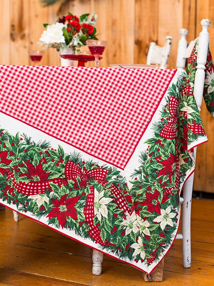 April Cornell • 54" Tablecloth | Christmas Cottage – Red