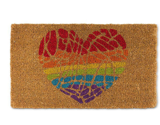 Rainbow Heart Door Mat
