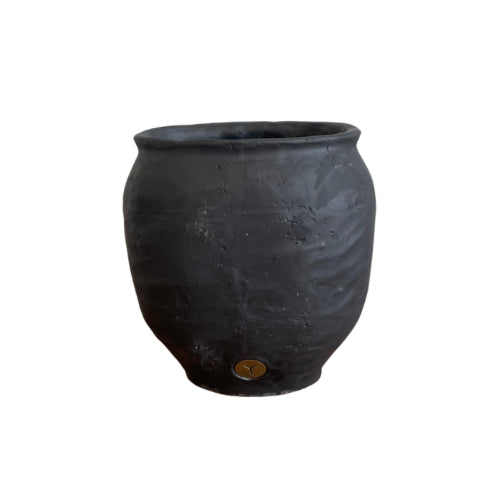 Brynxz Oval Industrial Black Vase Planter