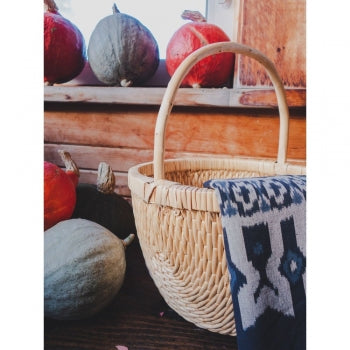 Round Sewn Willow Basket with Handle