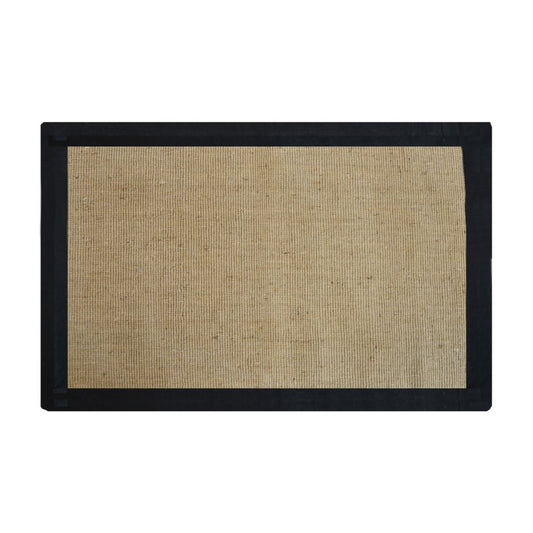Rectangular natural carpet with black edge