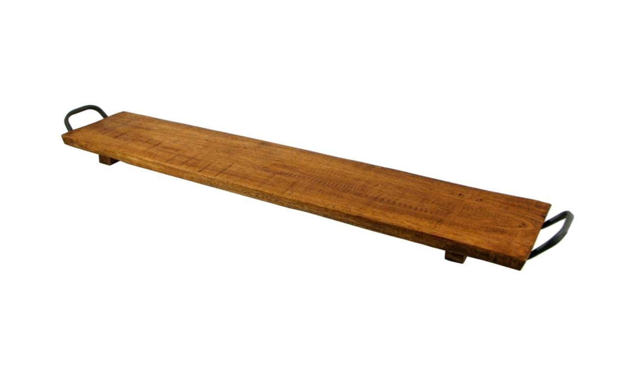 Wood Tray with metal handles