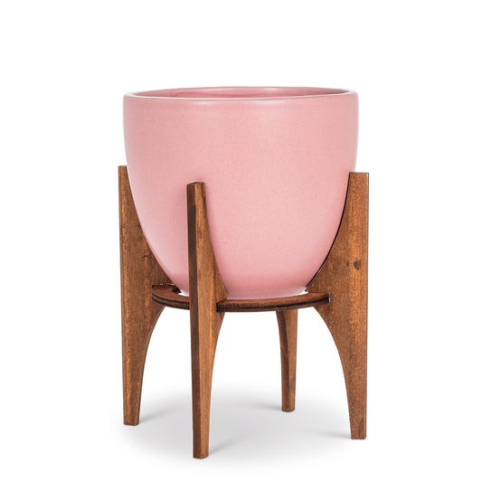 Large Pot with Wooden Stand