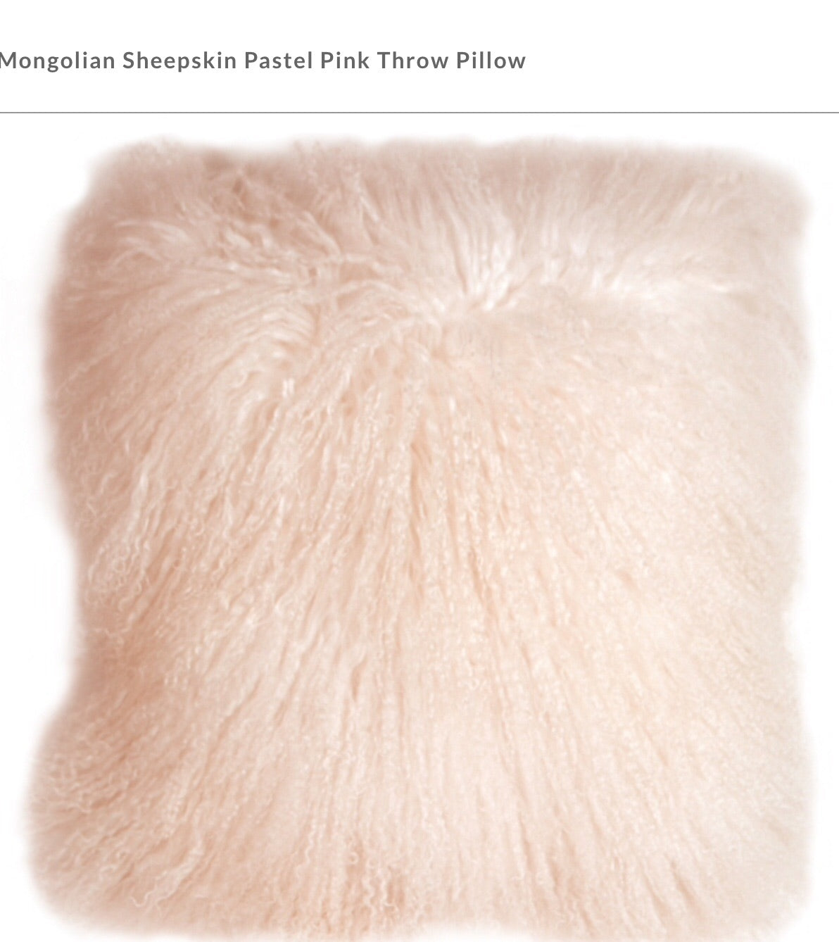 Mongolian Sheepskin Pink Blush Pillow