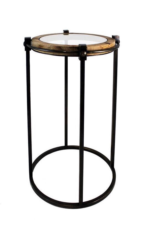 Wood and Metal Pedestal Table Large
