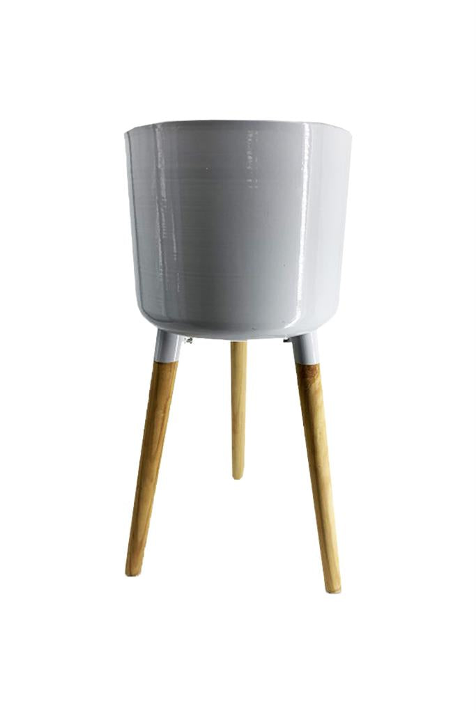 Metal Plant Stand with Wooden Legs