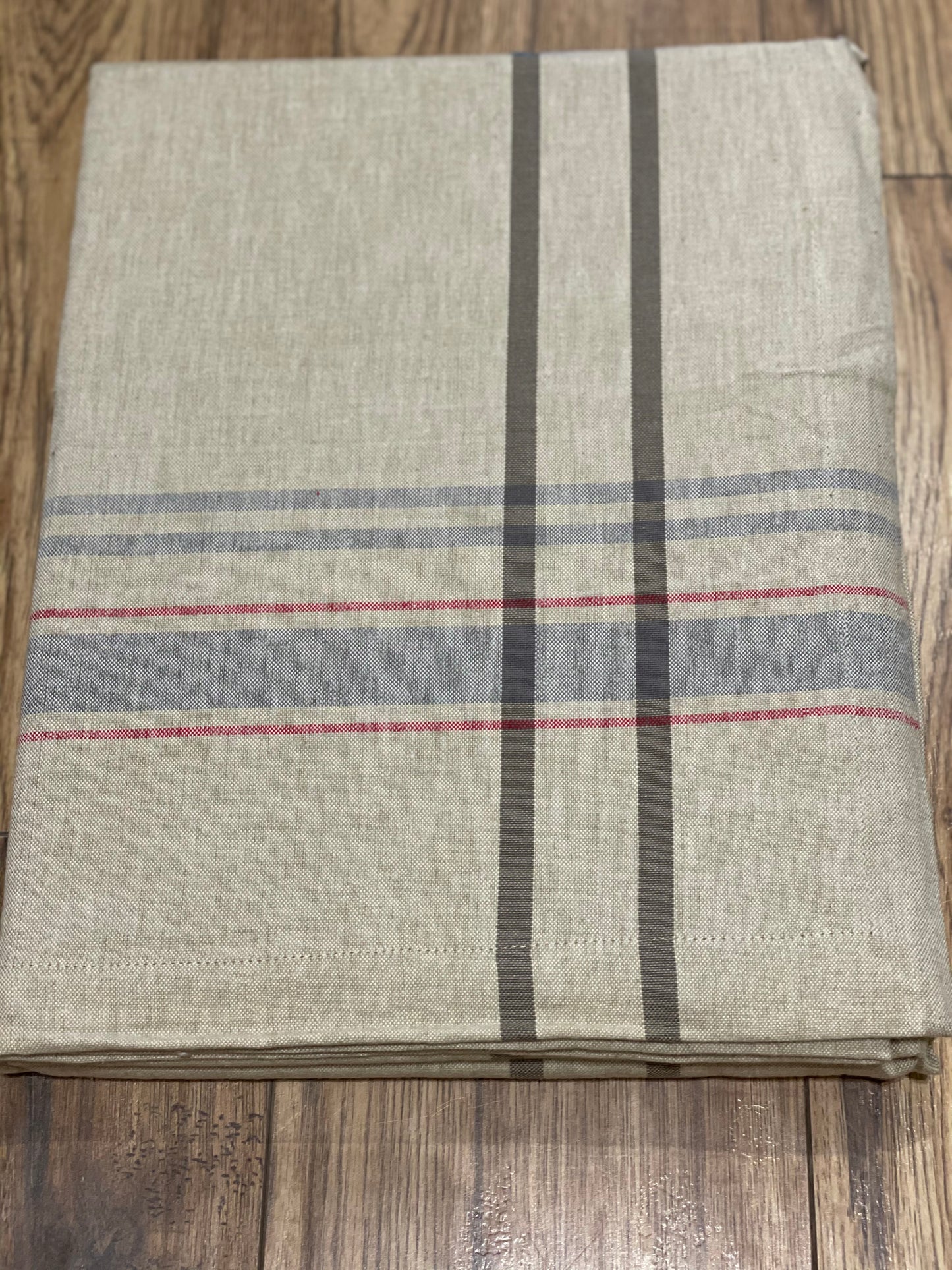 Natural French Stripe Table Cloth