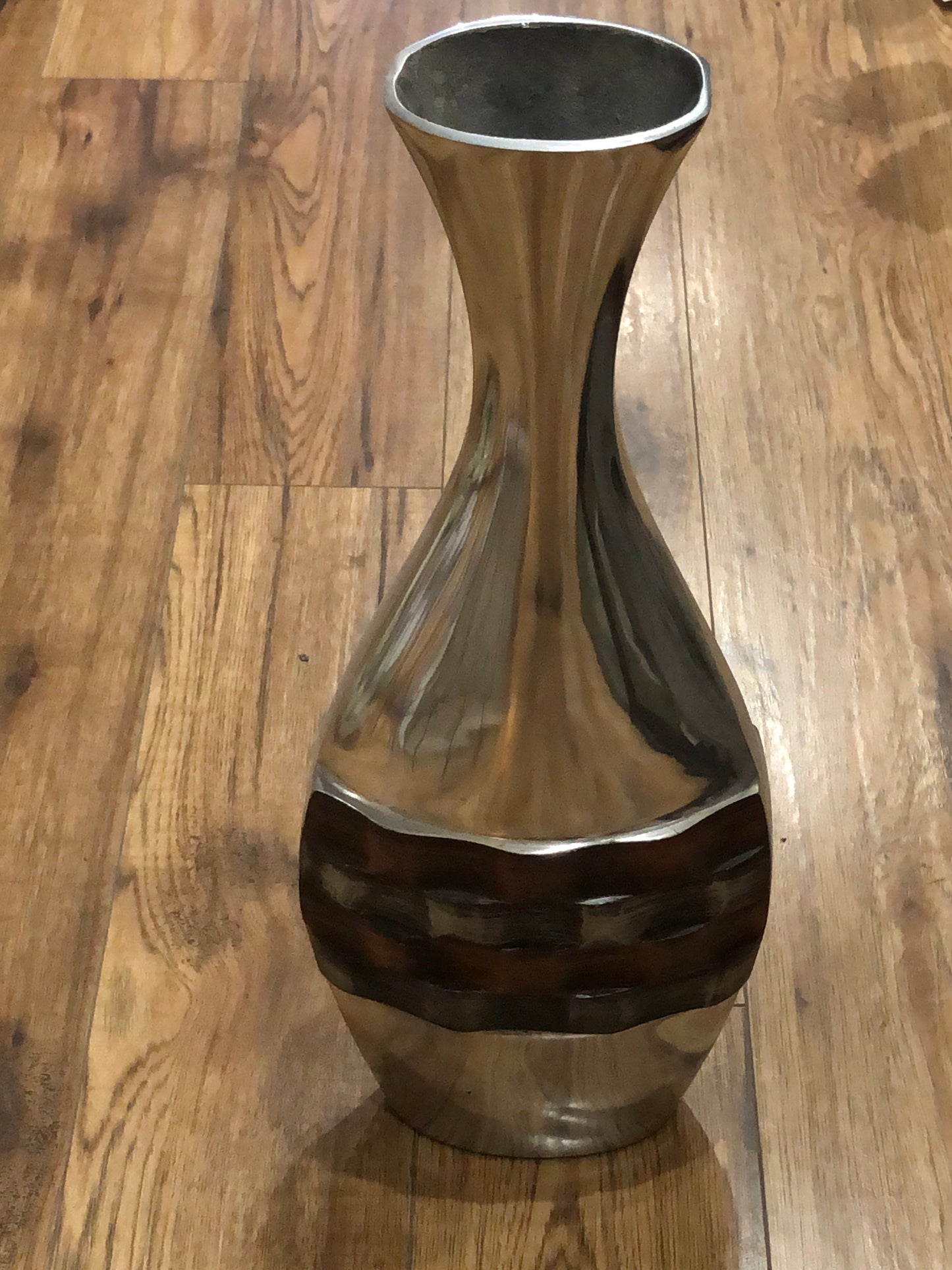 Large Silver Metal Decorative Vase