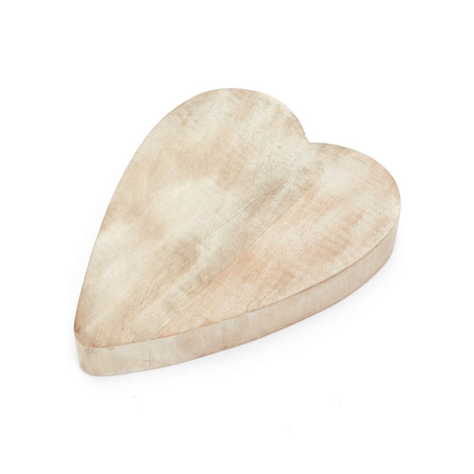 White Washed Wood Heart Serving Board