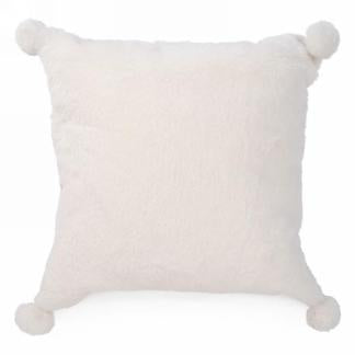 White Pom Pom Pillow Square